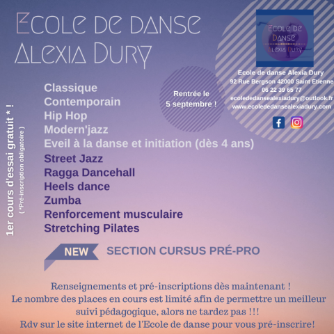 Ecole de danse Alexia Dury ,  Ecole de danse et Studio de pilates à Saint Etienne 