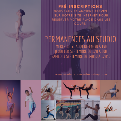 Permanences inscriptions Ecole de danse Alexia Dury